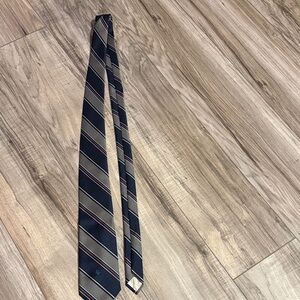 EUC Christian Dior Navy and Grey Striped Tie